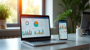 Puesto de trabajo con KPI de campaña de publicidad para pymes