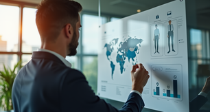Especialista de marketing analiza datos online