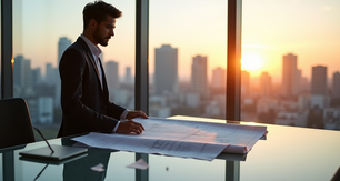 Arquitecto validando un documento técnico