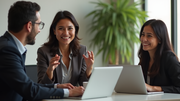 Equipo de trabajo de Marketing trabajando con el cliente